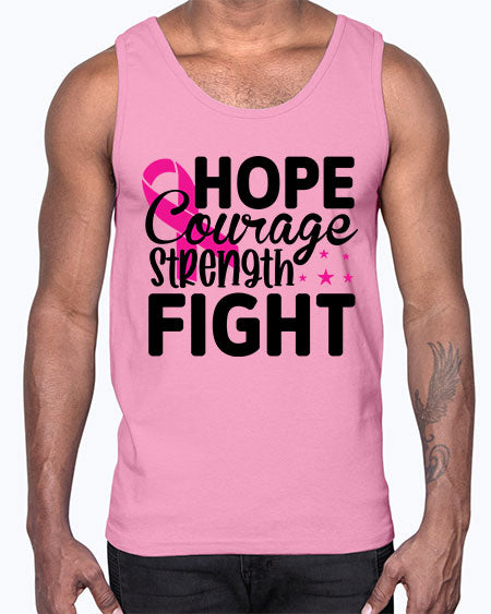 Hope Courage Strength Fight 21#- breast cancer- Cotton Tank