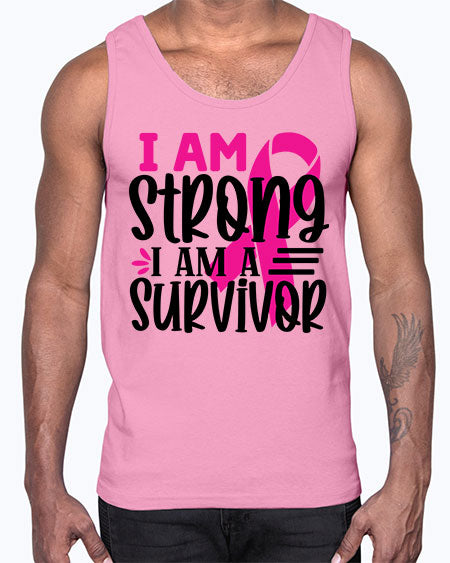 I Am Strong I Am a Survivor 19#- breast cancer- Cotton Tank