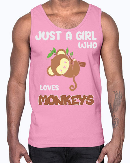 Just a Girl Who Loves 8#- monkey- Cotton Tank