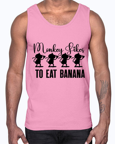 Monkey likes to eat banana - monkey- Cotton Tank