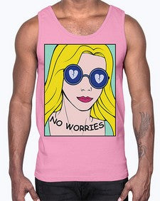 No Worries 956#- art pop art- Cotton Tank