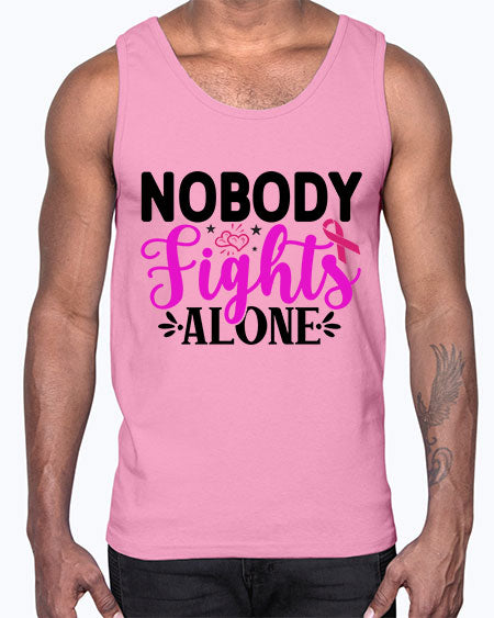 Nobody Fights Alone 12#- breast cancer- Cotton Tank