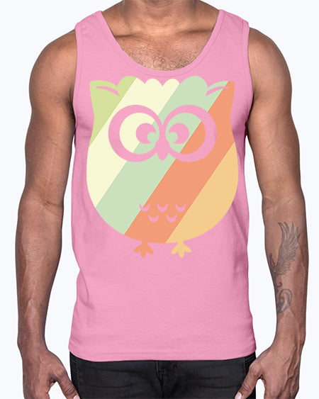 Owl Retro Style Vintage A TurtleRabbit 15#- owl- Cotton Tank