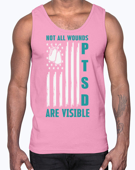 PTSD Awareness Not All Wounds 8#- PTSD- Cotton Tank