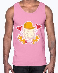 Pancake on fire 200#- cartoon food- Cotton Tank