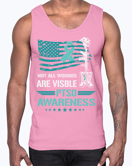 Patriotic Military PTSD Awareness 13#- PTSD- Cotton Tank