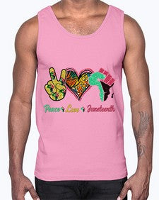 Peace Love Juneteenth Day Fist Png 8#- black juneteenth- Cotton Tank
