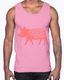 PigMandala 985#- mandala- Cotton Tank