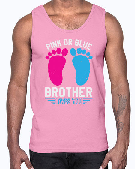 Pink or Blue brother loves you Style 185#- baby shower- Cotton Tank