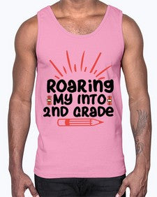 Roaring My Into second Grade 762#- second grade- Cotton Tank