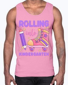 Rolling into Kindergarten 787#- kindergarten- Cotton Tank