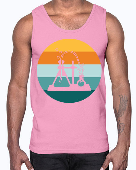 ScientistRetroSunsetScientistSkinite Scientist Skinite 39#- general science- Cotton Tank