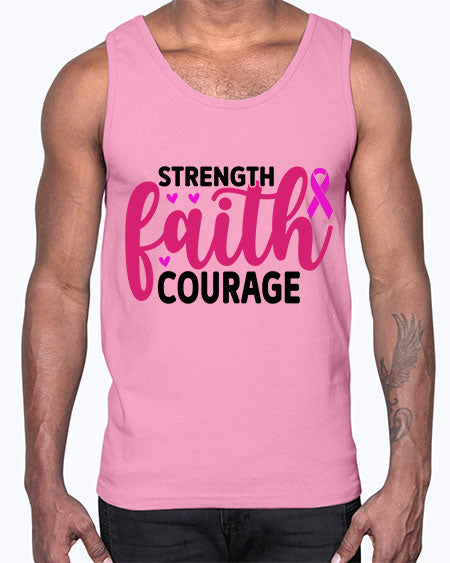 Strength Faith Courage 8#- breast cancer- Cotton Tank