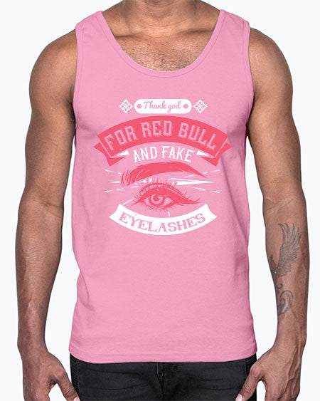 Thank god for Red Bull and fake eyelashes Style 185#-makeup Cotton Tank