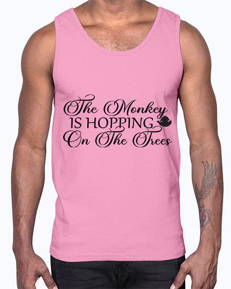 The monkey is hopping on - monkey- Cotton Tank