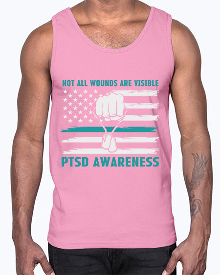 Veteran PTSD Not all wounds 4#- PTSD- Cotton Tank