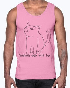 Walking Ego with Fur- cats- Cotton Tank