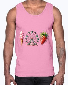 Watercolor Strawberry Fair 1693#- strawberry- Cotton Tank