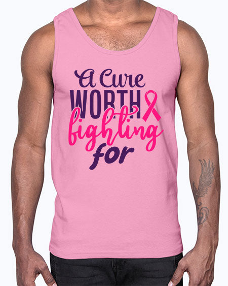 a cure worth fighting for Style 17#- breast cancer- Cotton Tank