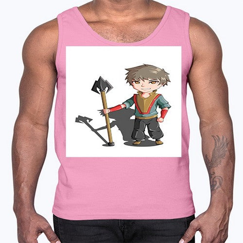 a little boy holding a spear79#- anime- Cotton Tank