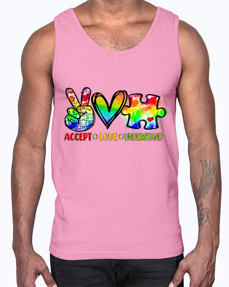 accept love understand- autism- Cotton Tank