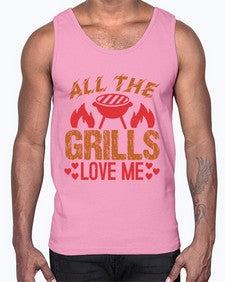 all the grills love me 17#- bbq- Cotton Tank