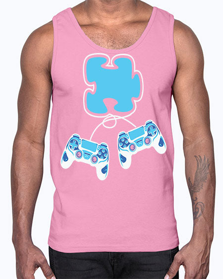 autism awareness gamer puzzle piece 11#- autism- Cotton Tank