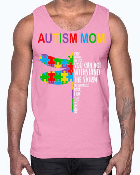 autism mom dragonfly puzzle pieces 47#- autism- Cotton Tank