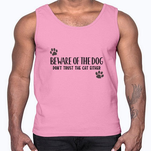 beware of the dog 61#- dogs- Cotton Tank