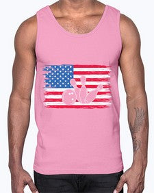 bowling pins usa flag american 278#- bowling- Cotton Tank