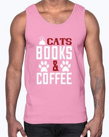 cats books and coffee Style 38#- cats- Cotton Tank