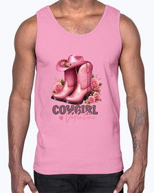 cowgirl valentine cupid valentine 352#- western- Cotton Tank