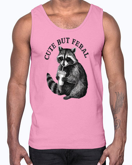cute but feral 5#- raccoon- Cotton Tank