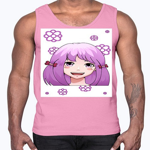 cute ponytails purple hair girl 63#- anime- Cotton Tank