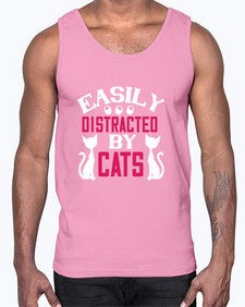easily distracted by cats Style 46#- cats- Cotton Tank