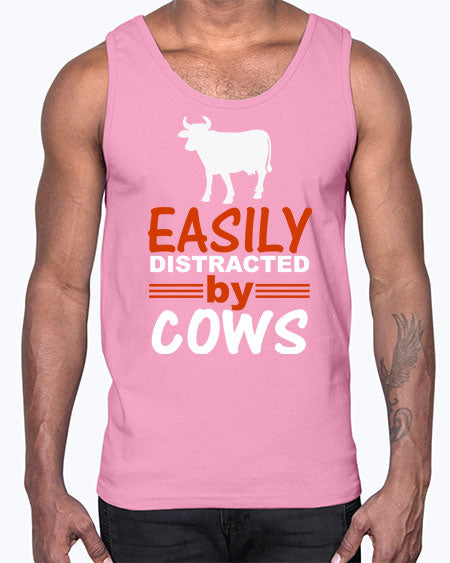 easily distracted by cows Style 4#- cow- Cotton Tank