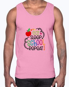 eat sleep school repeat 45#- general school- Cotton Tank