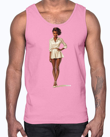 fashion girl in white 79#-  fashion- Cotton Tank