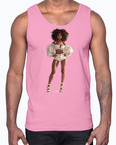 fashion girl in white 80#-  fashion- Cotton Tank