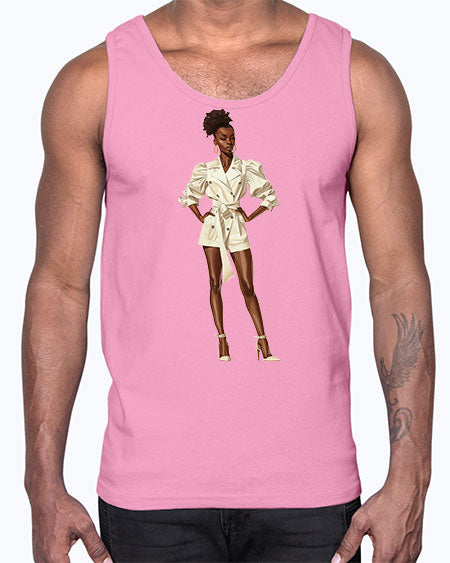 fashion girl in white 84#-  fashion- Cotton Tank