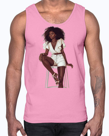 fashion girl in white 85#-  fashion- Cotton Tank