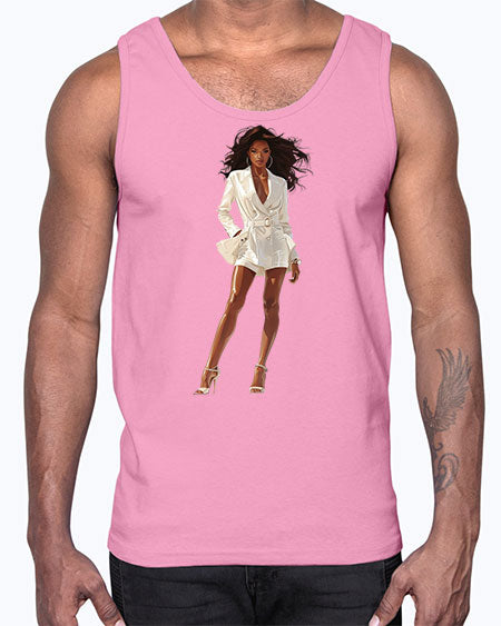 fashion girl in white 86#-  fashion- Cotton Tank