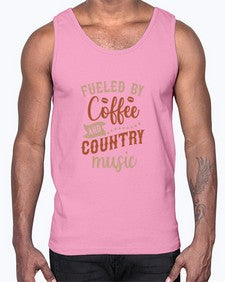 fueled by coffee and country music 468#- western- Cotton Tank