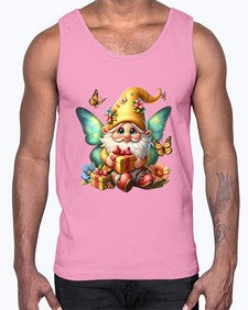 gnome with butterfly 07#- gnome- Cotton Tank