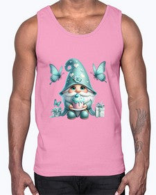gnome with butterfly 10#- gnome- Cotton Tank