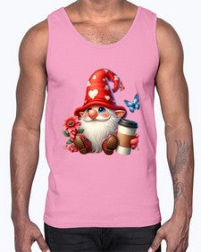 gnome with butterfly 12#- gnome- Cotton Tank