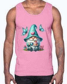 gnome with butterfly 14#- gnome- Cotton Tank