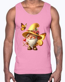 gnome with butterfly 27#- gnome- Cotton Tank