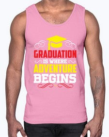 graduation is where adventure beings 226#- graduation- Cotton Tank