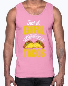 just a girl who loves tacos 1254#- tacos- Cotton Tank